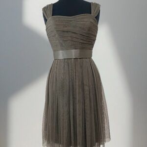 White by Vera Wang Charcoal Pleated Midi Dress